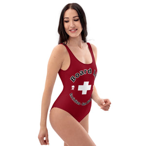 Board Life Safety Red One-Piece Swimsuit
