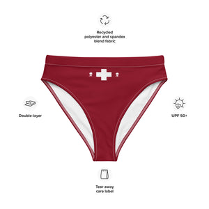 Board Life Safety Red Recycled high-waisted bikini bottom
