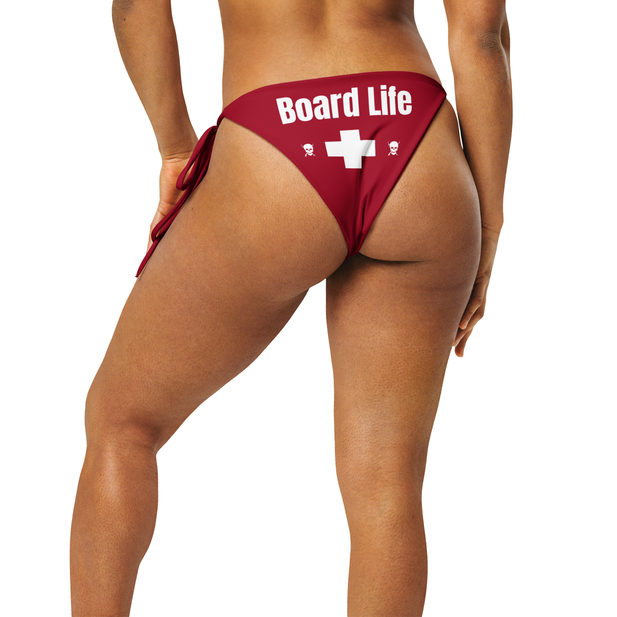 Red Board Life Safety recycled string bikini bottom