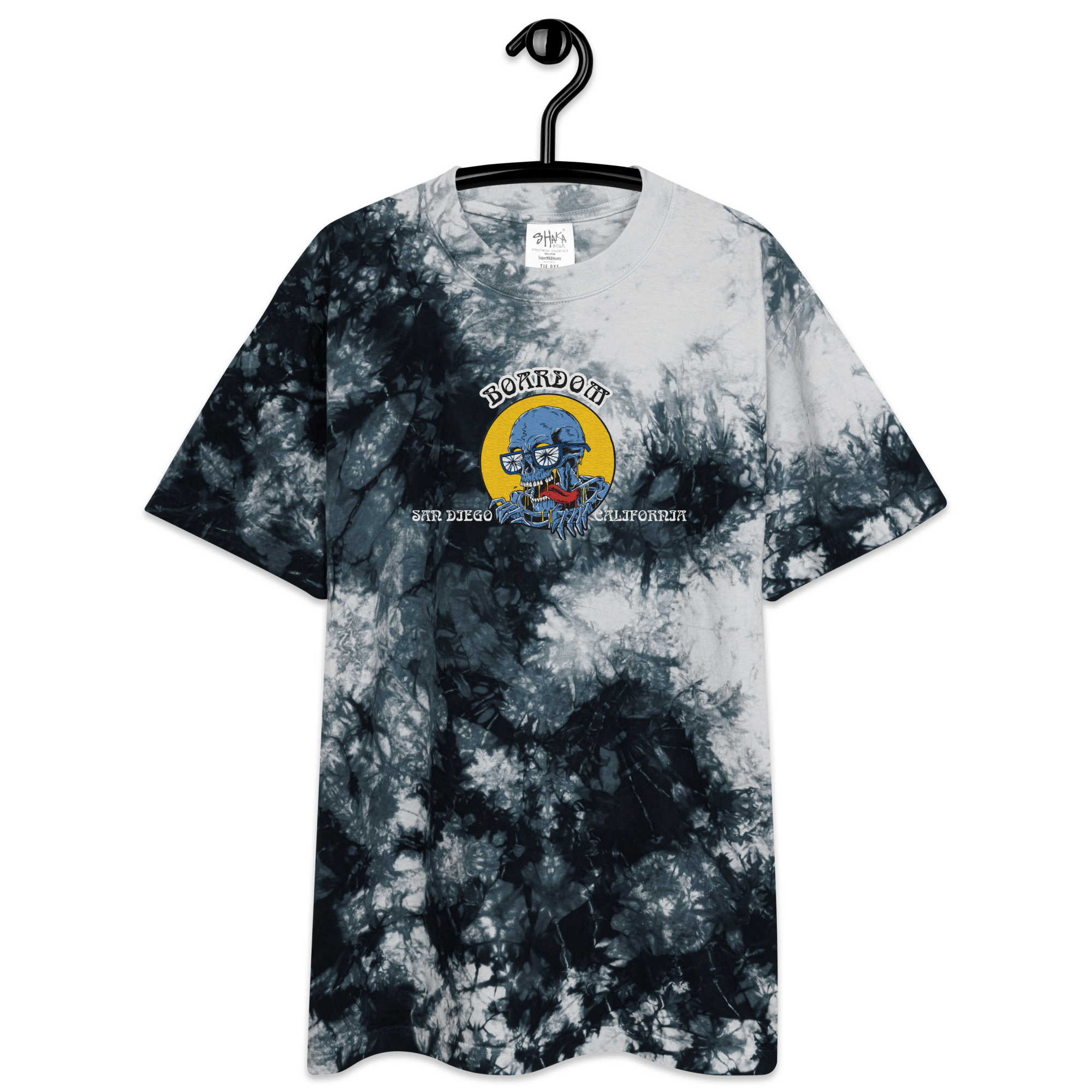 Embroidered Boardom sick-wit-it tie-dye t-shirt