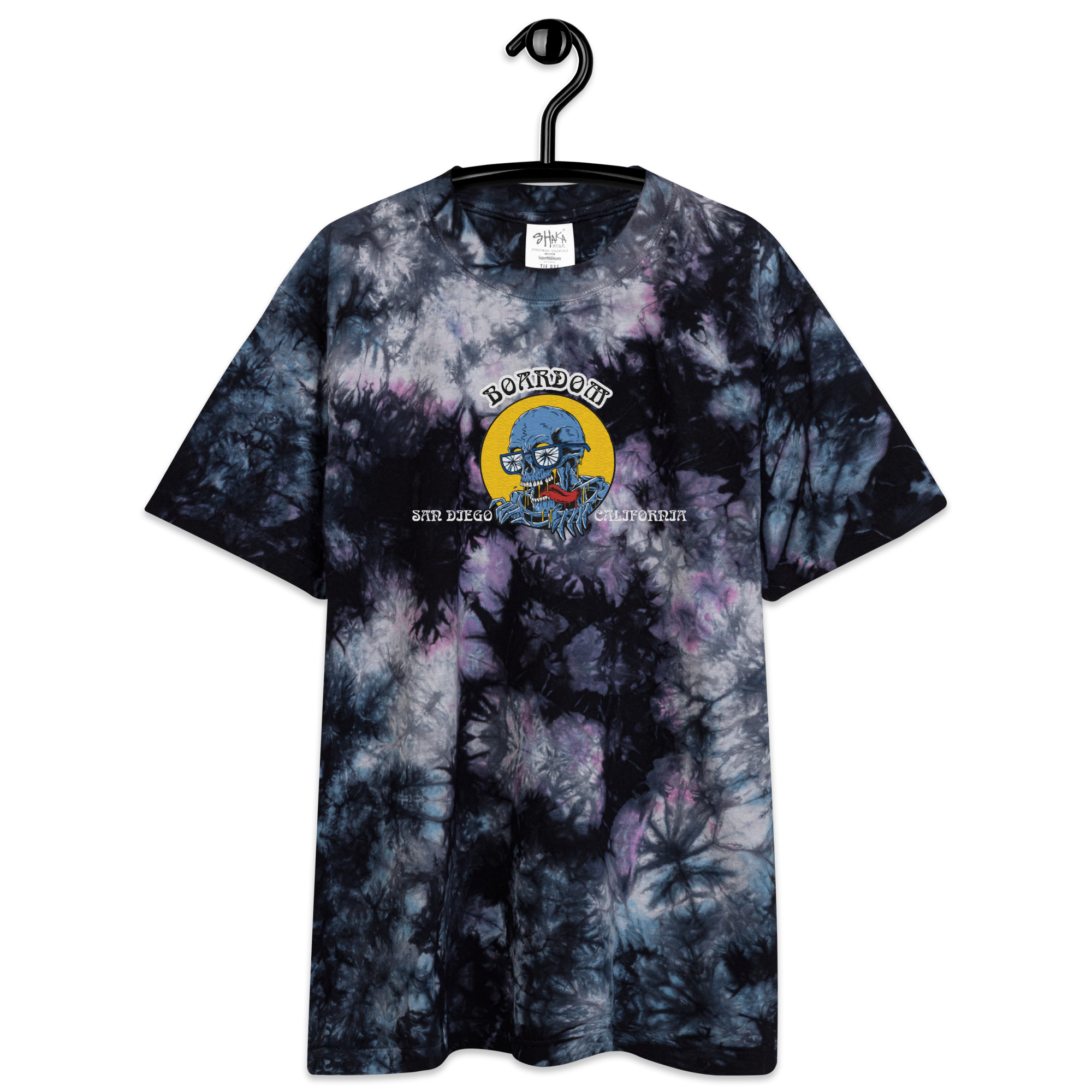 Embroidered Boardom sick-wit-it tie-dye t-shirt