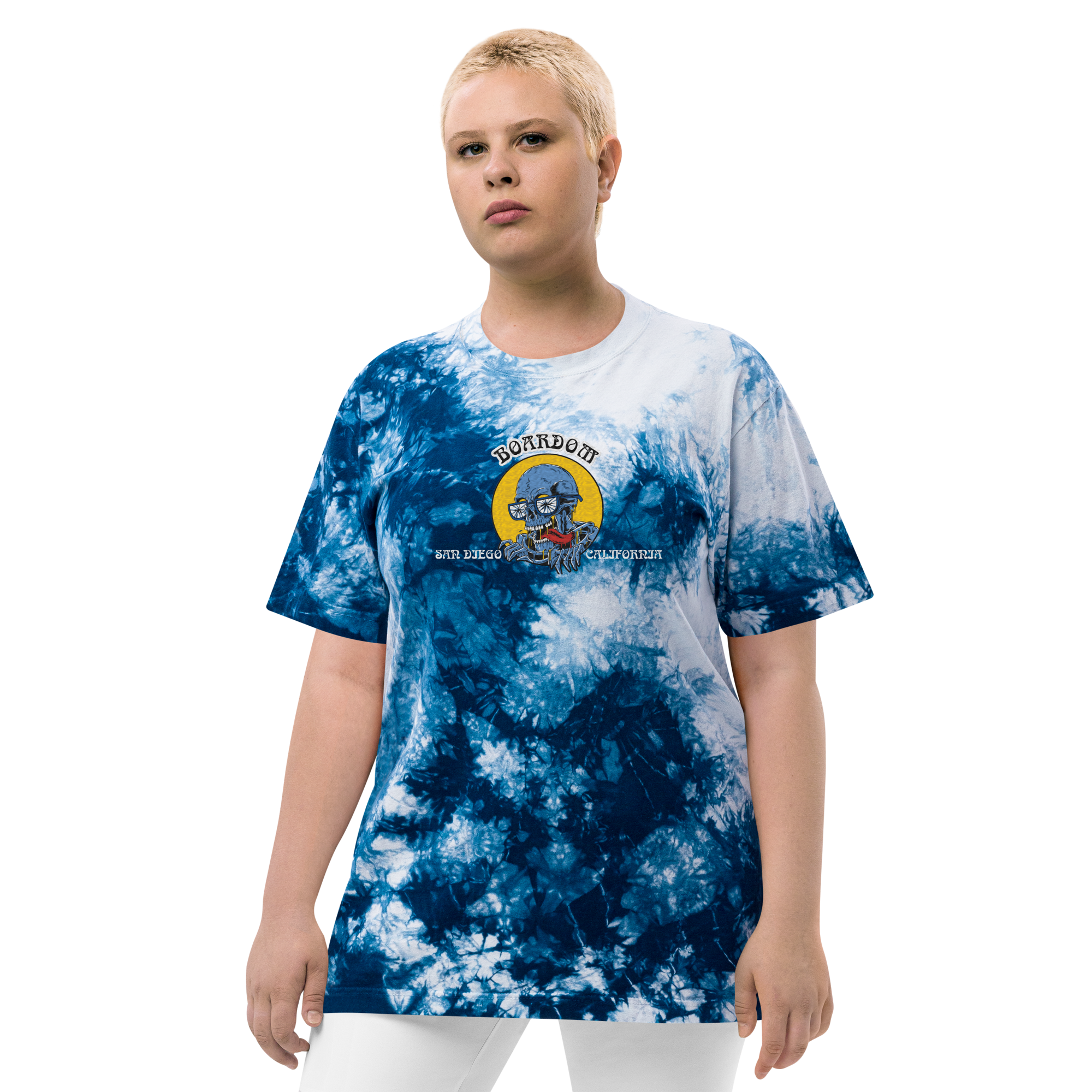 Embroidered Boardom sick-wit-it tie-dye t-shirt